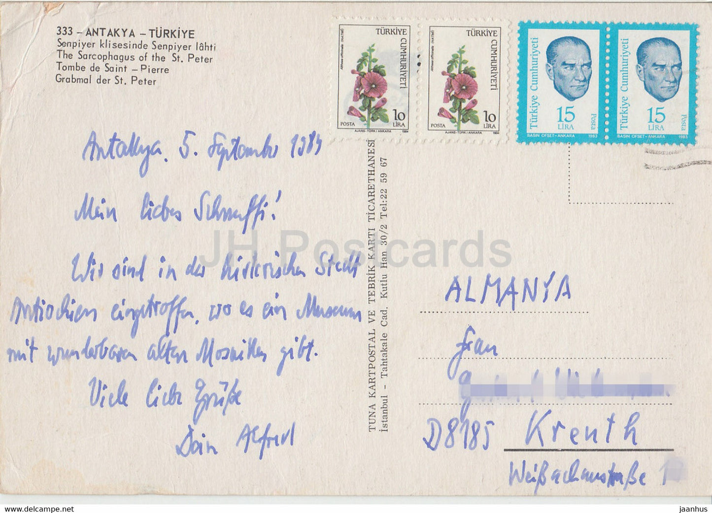 Antakya – Der Sarkophag des Heiligen Petrus – 1984 – Türkei – gebraucht