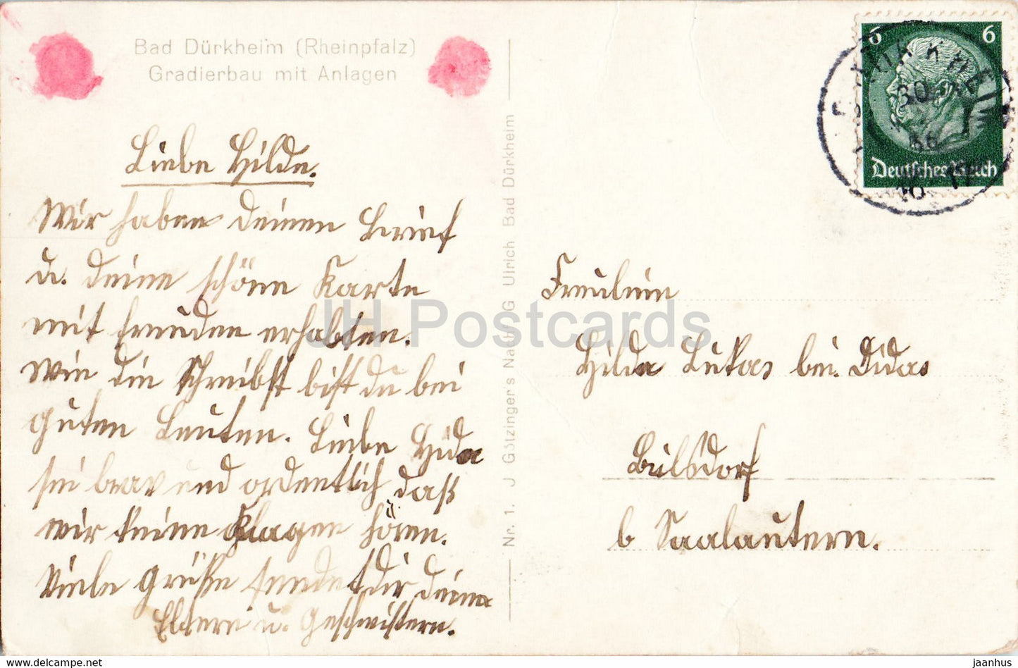 Bad Durkheim - Gradierbau mit Anlagen - carte postale ancienne - années 1930 - Allemagne - utilisé