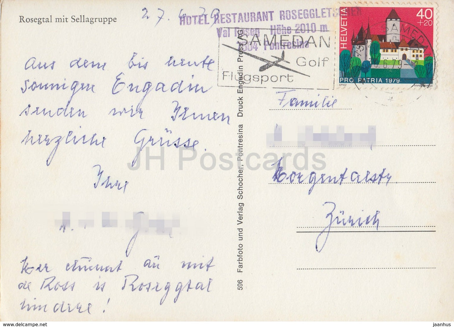 Rosegtal mit Sellagruppe - 596 - 1979 - Suisse - d'occasion