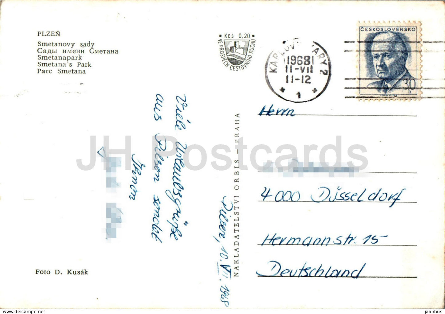 Plzen - Smetanovy sady - Smetana's Park - 1968 - Czech Repubic - Czechoslovakia - used