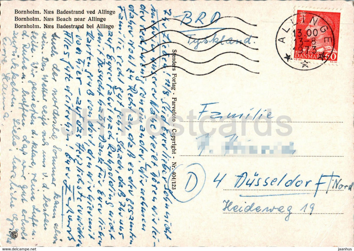 Bornholm - Naes Badestrand ved Allinge - beach - 1973 - Denmark - used