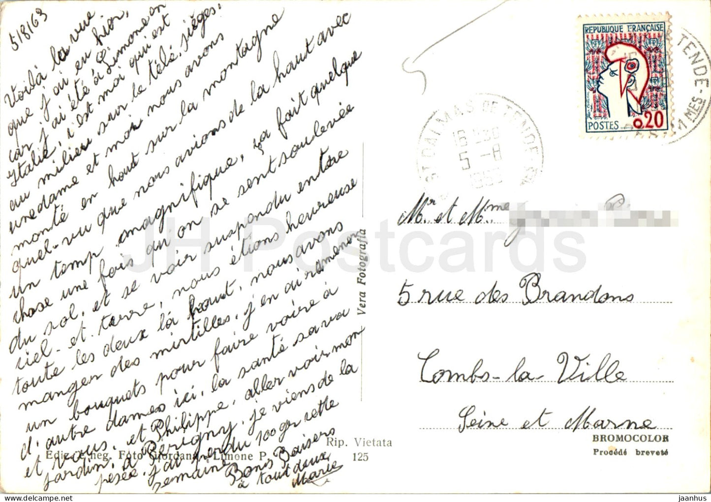 Saluti dalla Seggiovia Del Cros m 1500 - Capanna Chiara - Madonnina del Cros - Skilift - 125 - 1963 - Italien - gebraucht