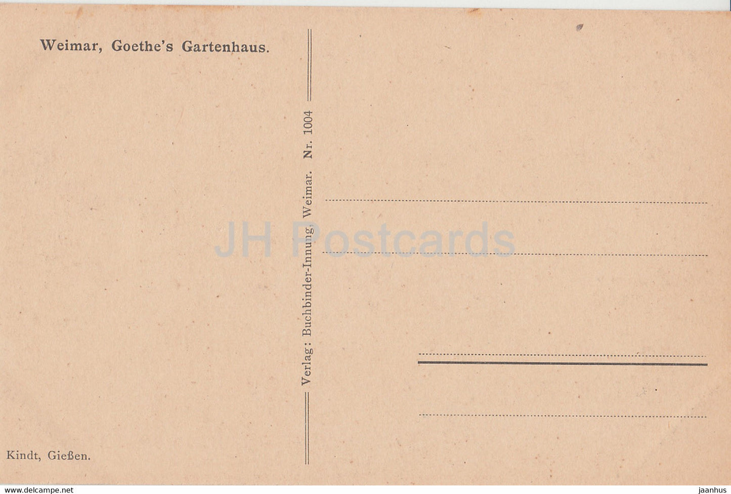 Weimar - Goethe's Gartenhaus - illustration - 1004 - old postcard - Germany - unused