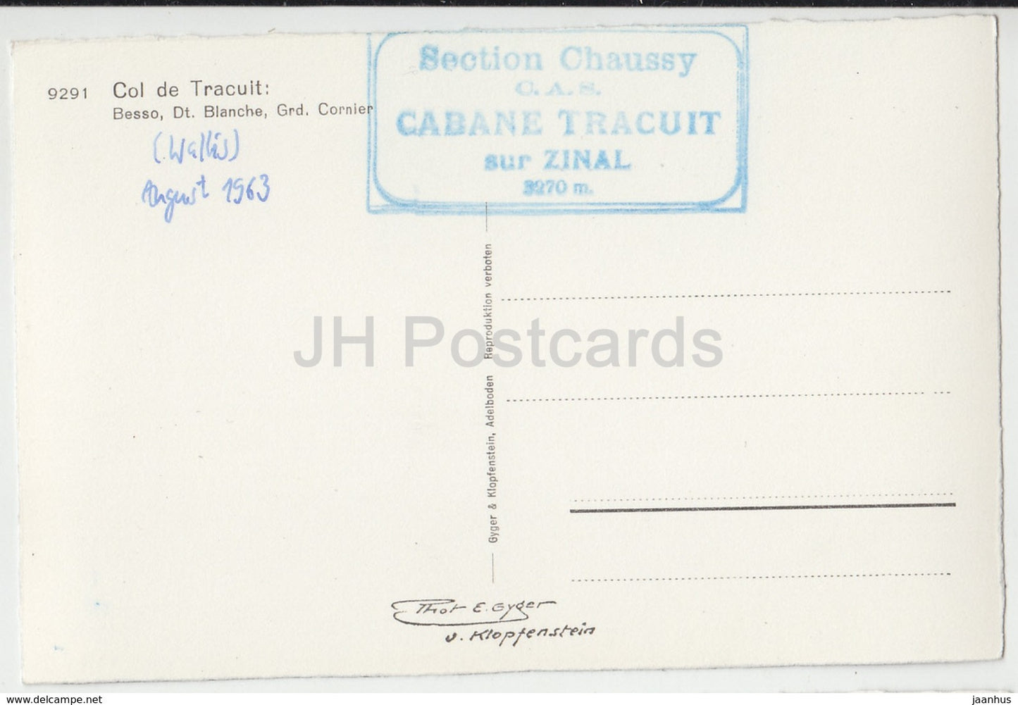 Col de Tracuit - Besso - Dt. Blanche - Grd. Cornier - 9291 - Suisse - 1963 - occasion