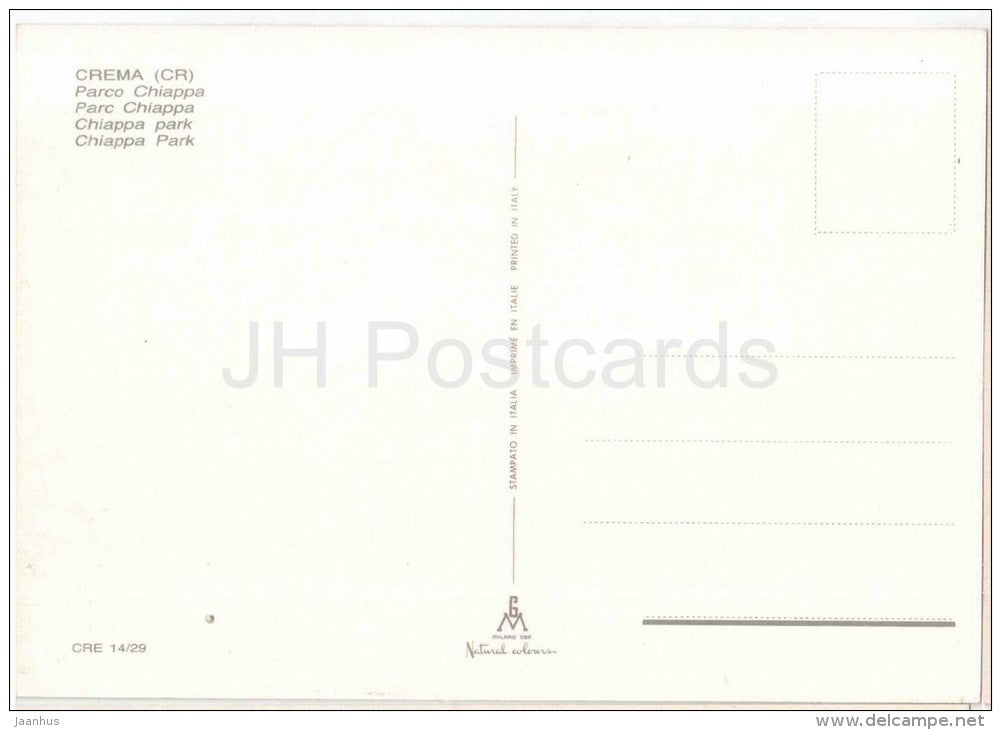 Parco Chiappa - Chiappa Park - Crema - Lombardia - CRE 14/29 - Italia - Italy - unused - JH Postcards