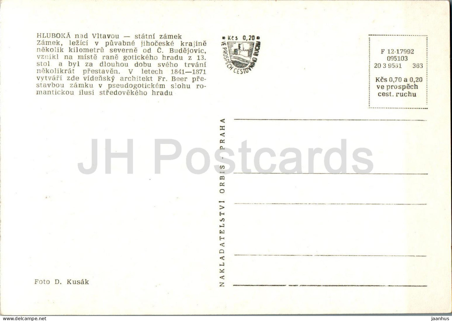 Hluboka nad Vltavou - zamek - castle - 12-17992 - Czech Repubic - Czechoslovakia - unused