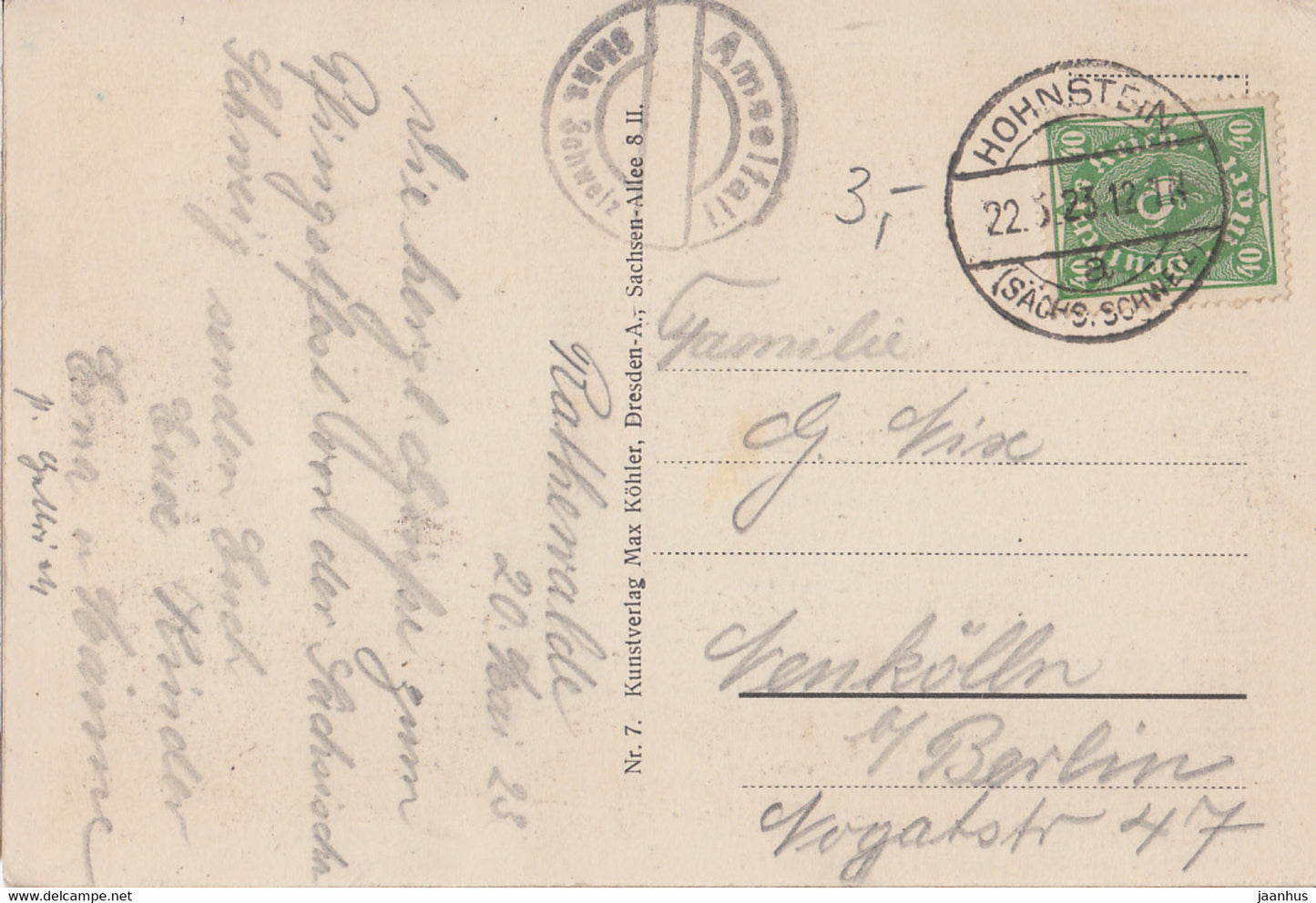 Sachs. Schweiz - Der Amselfall - waterfall - old postcard - 1923 - Germany - used