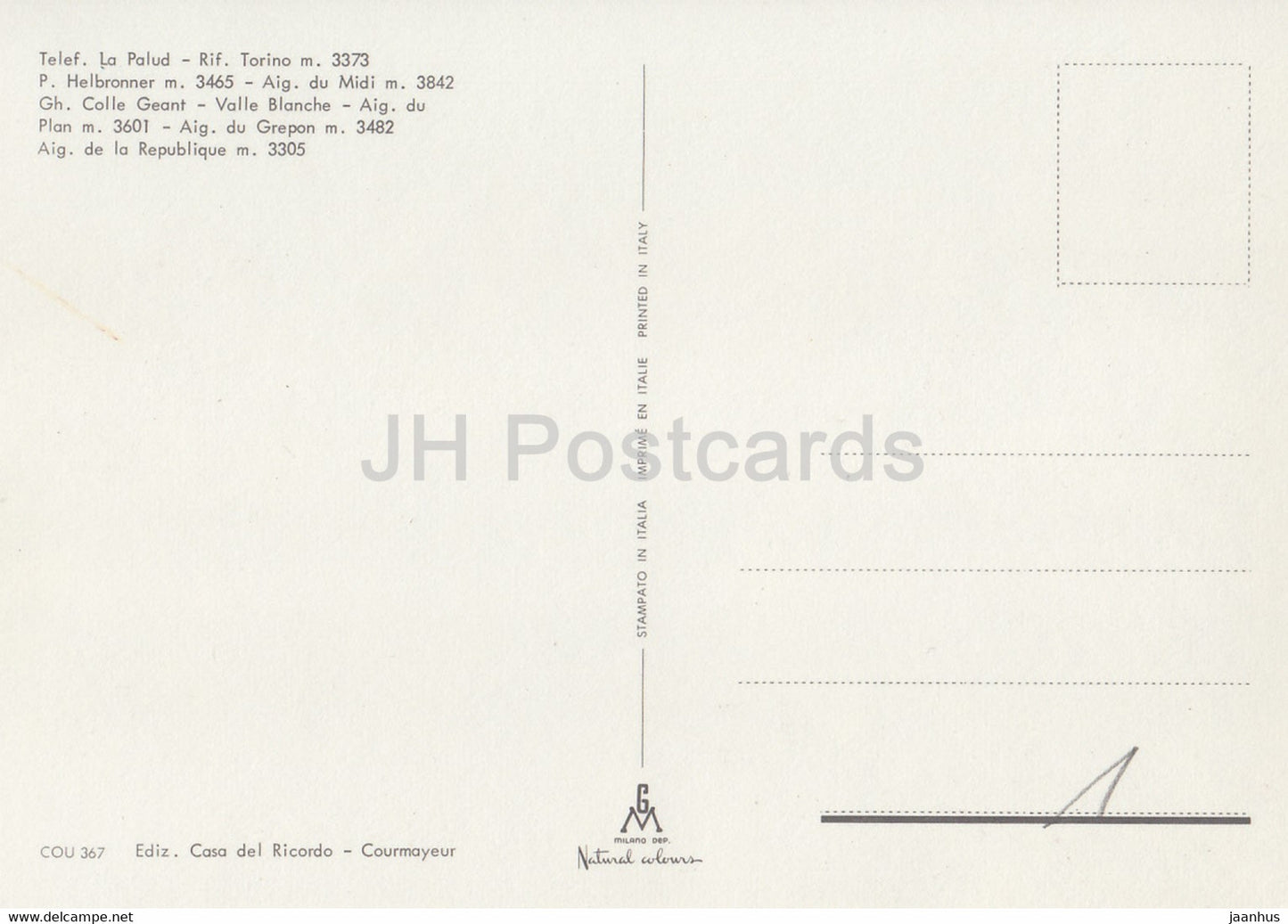 Telef La Palud - Rif Torino 3373 m - P Helbronner 3465 m - Aig du Midi 3842 m - Gh Colle Geant - Italy - Italia - unused