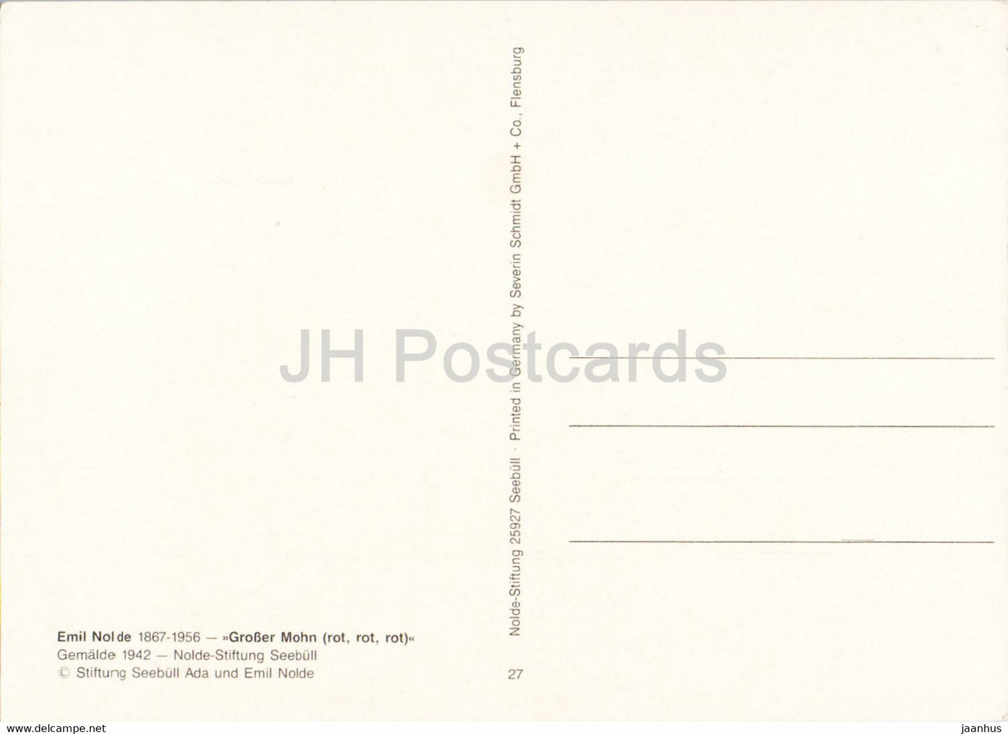 Gemälde von Emil Nolde – Großer Mohn – Mohn – Blumen – Deutsche Kunst – Deutschland – unbenutzt