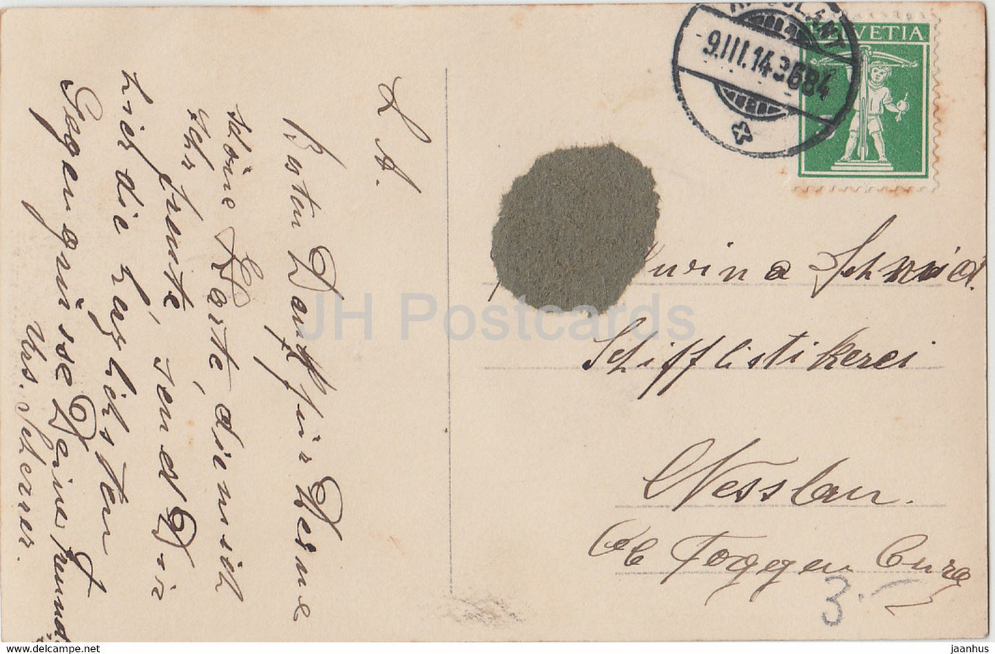 Sah ein Knab ein Roslein steh'n - boy and girl - folk costumes - 3255/5 - old postcard - 1914 - Germany - used