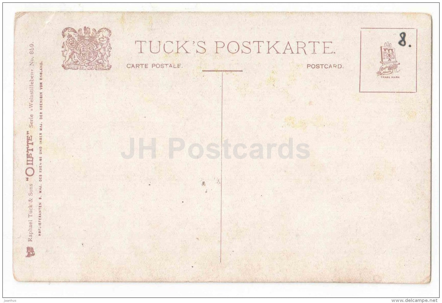 illustration by Fritz Hildebrandt - Oilette - 859 - Wine - grape - unused - JH Postcards