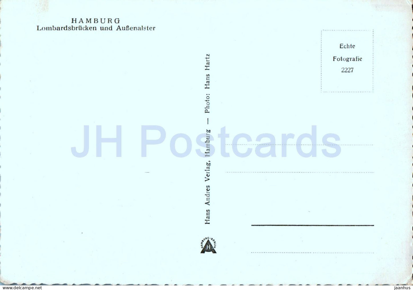 Hamburg - Lombardsbrucken und Aussenalster - bridge - 2227 - Germany - unused