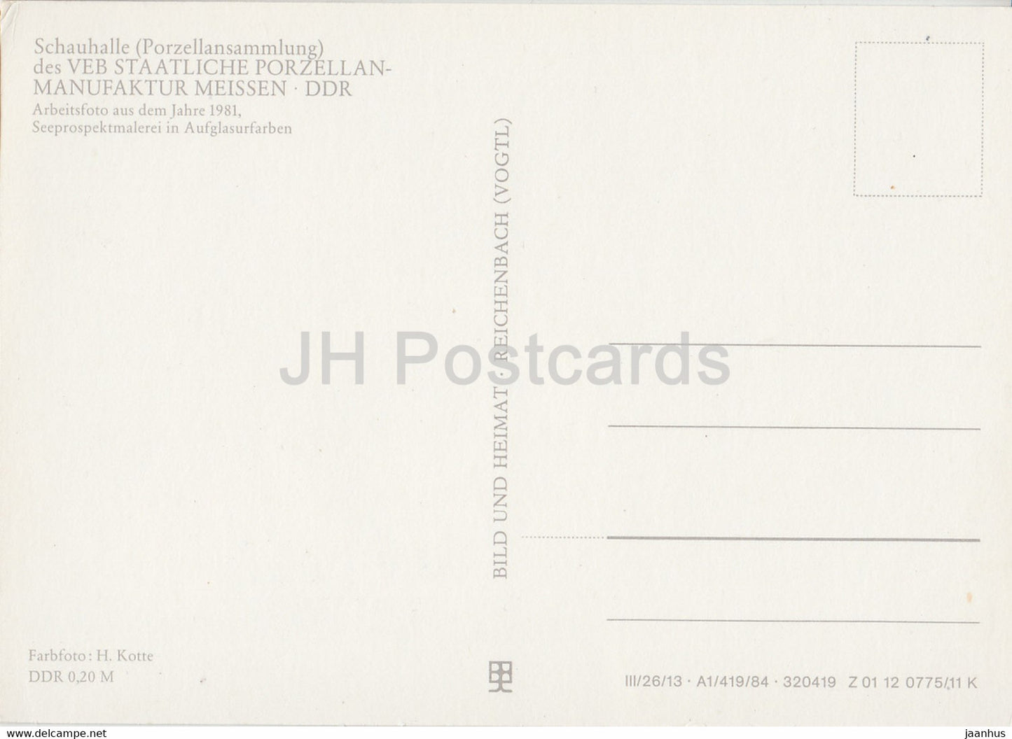 Arbeitsfoto aus dem Jahre 1981 - Porcelaine de Meissen - Atelier - Allemagne DDR - inutilisé