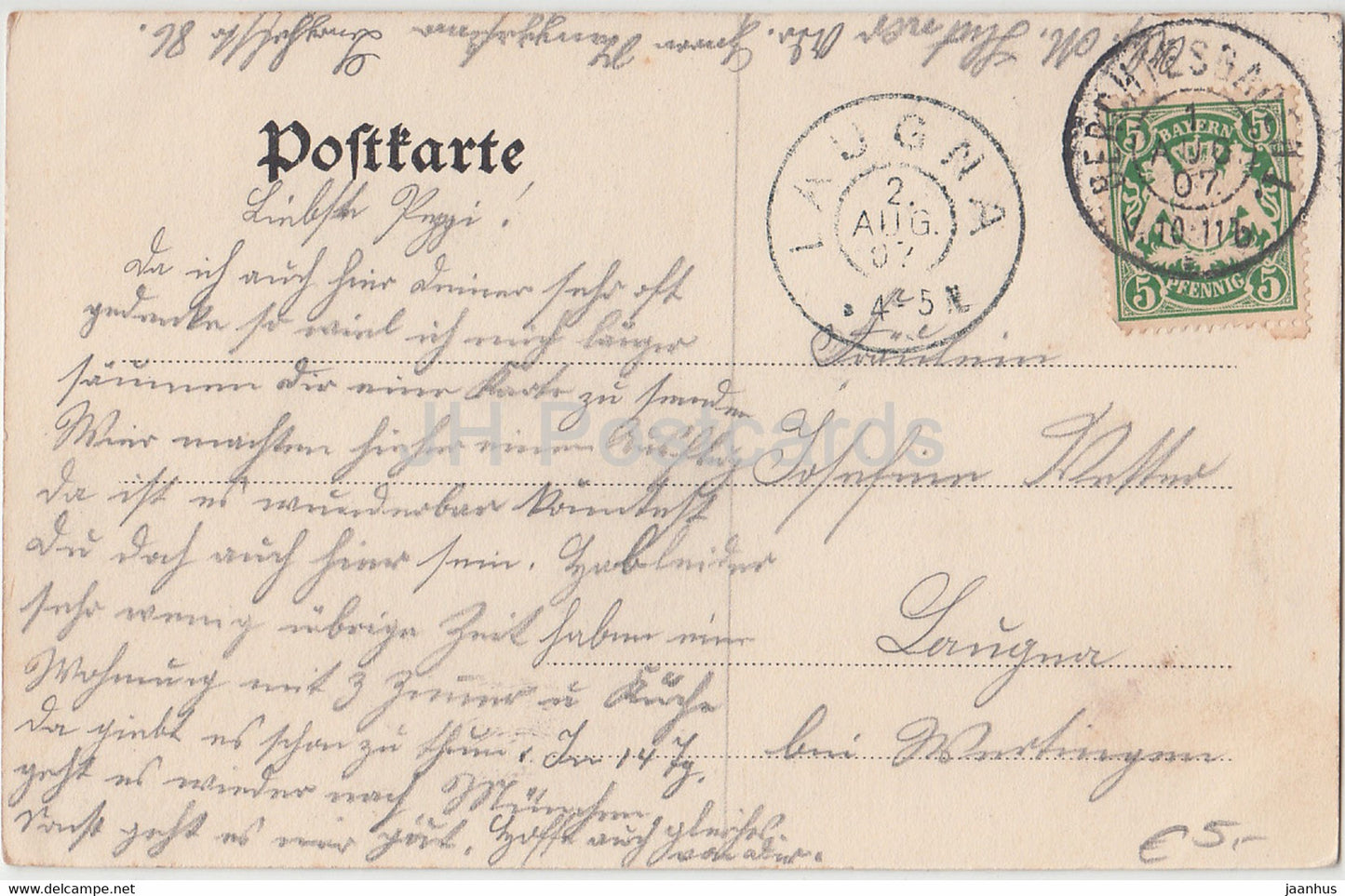 Berchtesgaden - Wimbachklamm oberer Teil - 11069 - old postcard - 1907 - Germany - used