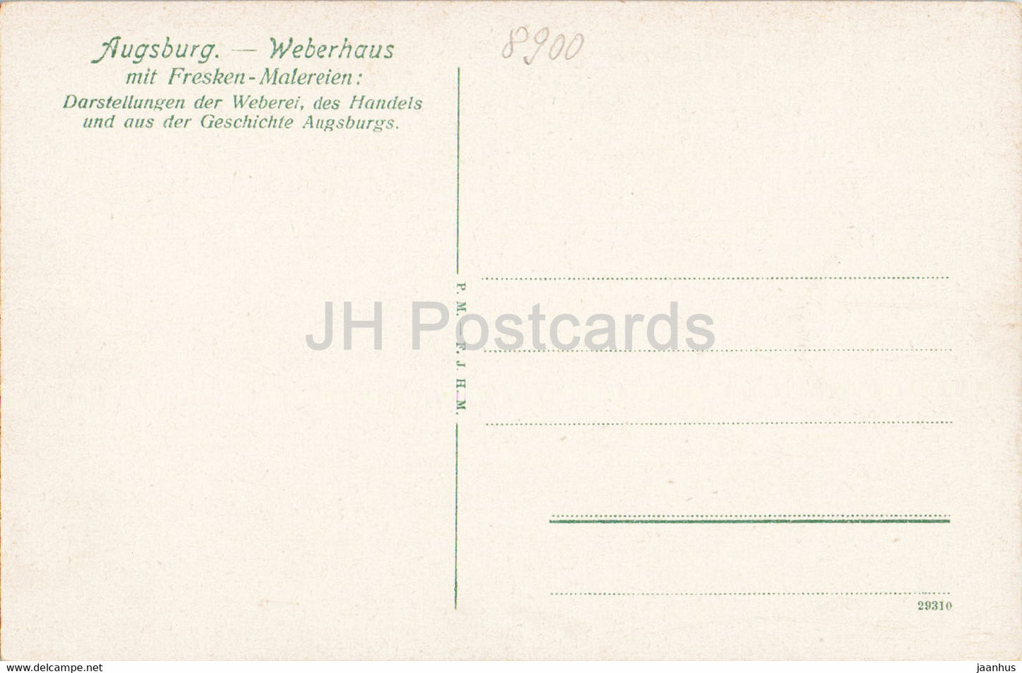 Augsburg - Weberhaus mit Fresken Malereien - old postcard - Germany - unused