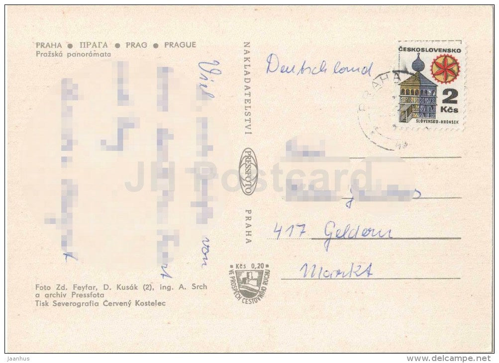 Praha - Prague - panorama - Czechoslovakia - Czech - used - JH Postcards