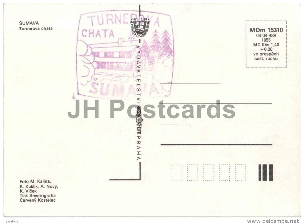 Sumava National Park - Turnerova chata - cottage - Czechoslovakia - Czech - unused - JH Postcards
