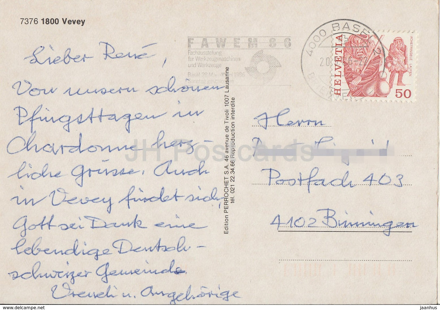 Vevey - view - panorama - 1800 - 7376 - 1986 - Switzerland - used