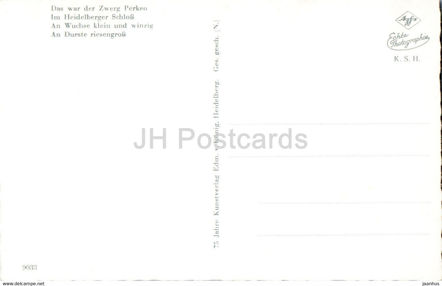 Zwerg Perkeo - Heidelberger Schloss - old postcard - Germany - unused