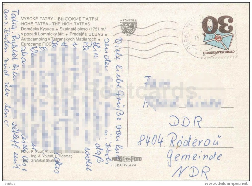 Tatranska Lomnica - Kysuca settlement - Skalnate Pleso - Vysoke Tatry - High Tatras - Czechoslovakia - Slovakia - used - JH Postcards