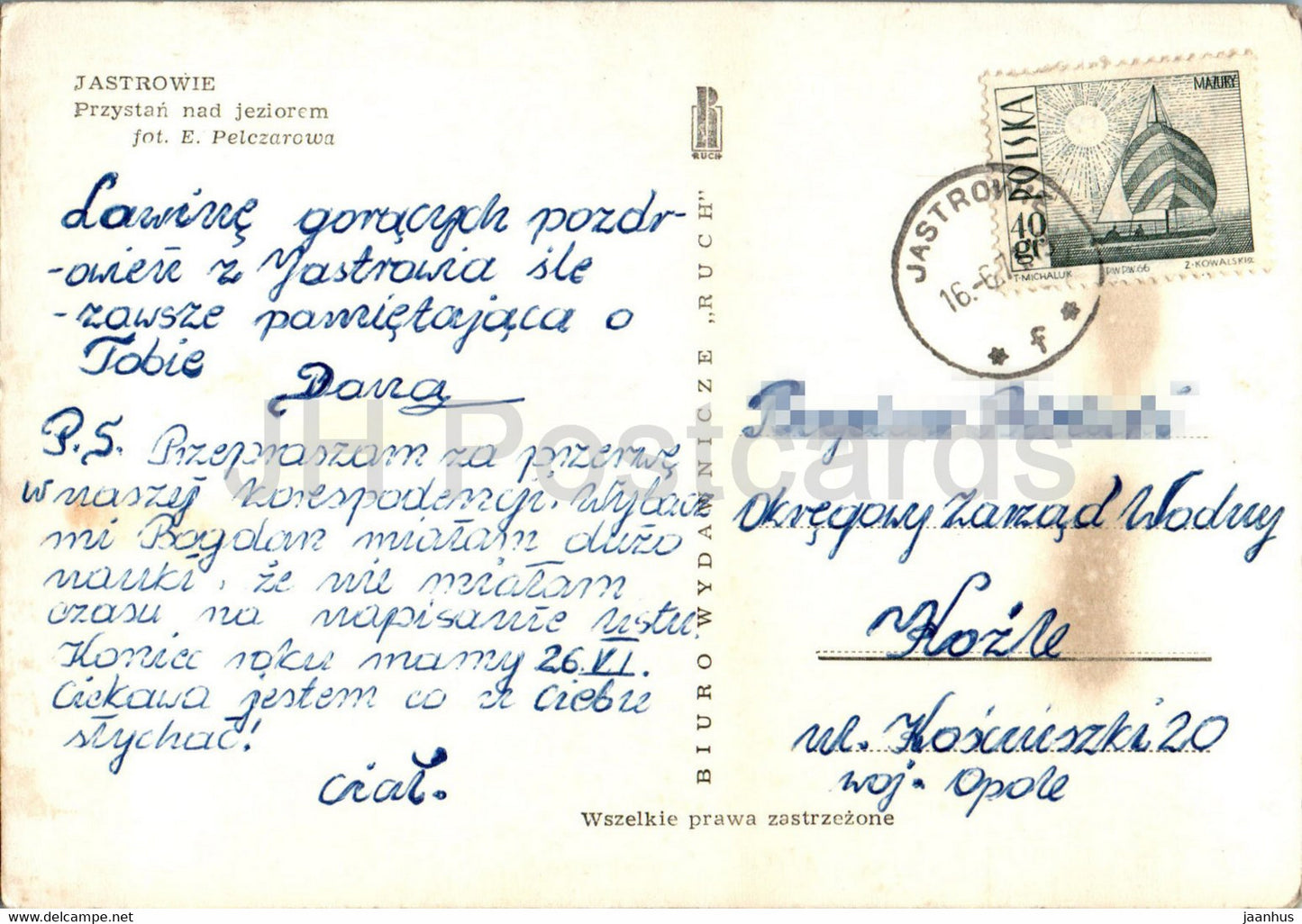 Jastrowie - Przystan nad jeziorem - bateau - lac - 1971 - Pologne - occasion