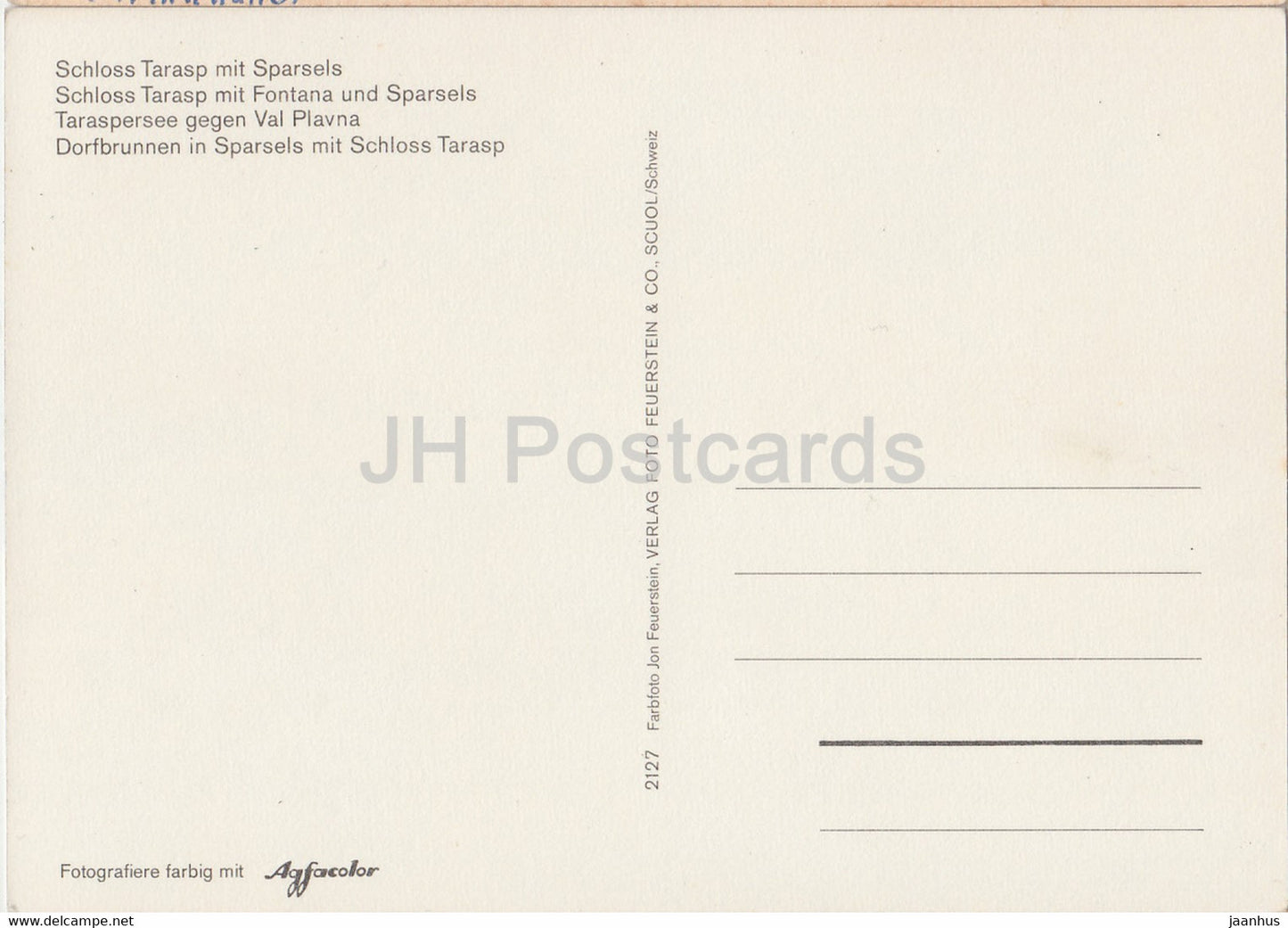 Schloss Tarasp mit Sparsels - Taraspersee - Val Plavna - costumes folkloriques - multiview - 1972 - Suisse - inutilisé