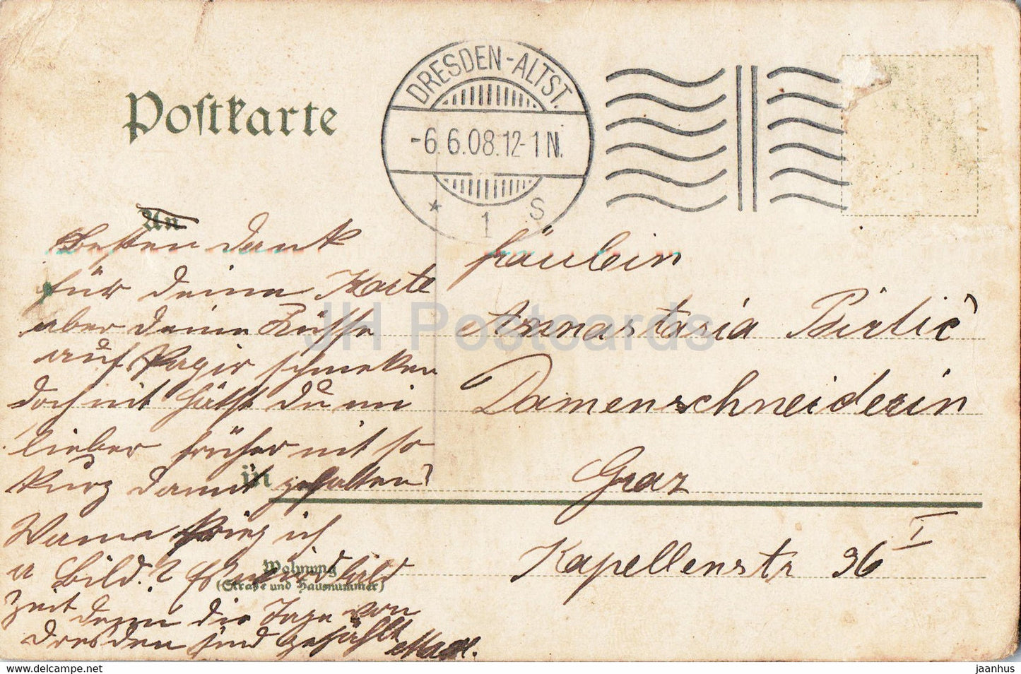 Dresde - Hofkirche und Konigl Schloss - église - château - 1908 - carte postale ancienne - Allemagne - utilisé