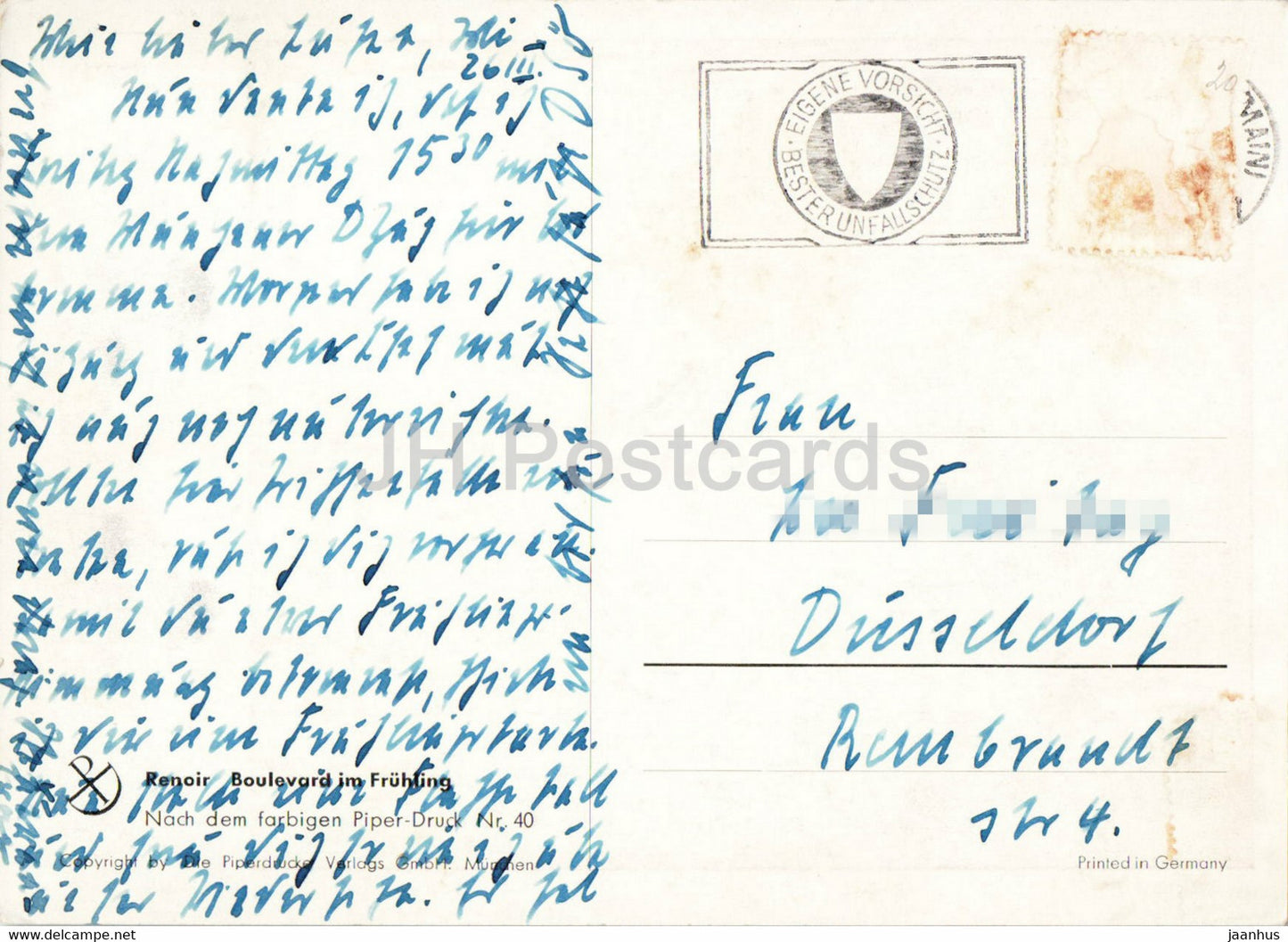 painting by Renoir - Boulevard im Fruhling - Boulevard in spring - French art - old postcard - Germany - used