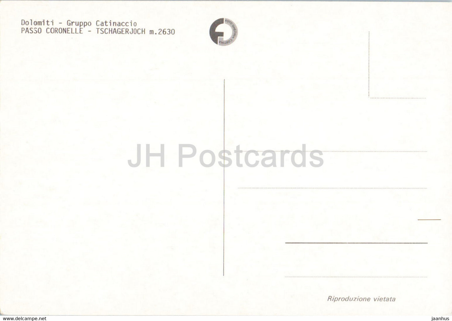 Dolomiti - Gruppo Catinaccio - Passo Coronelle - Tschagerjoch 2630 m - Italy - unused