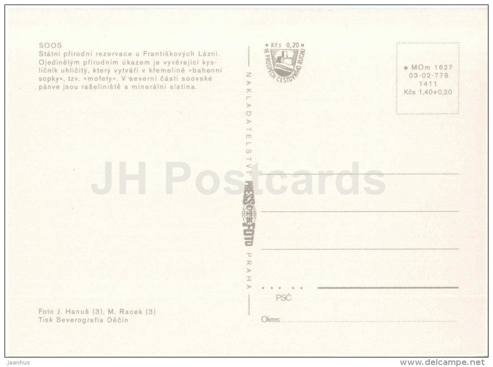 Soos Nature Reserve - peat bogs - Czechoslovakia - Czech - unused - JH Postcards