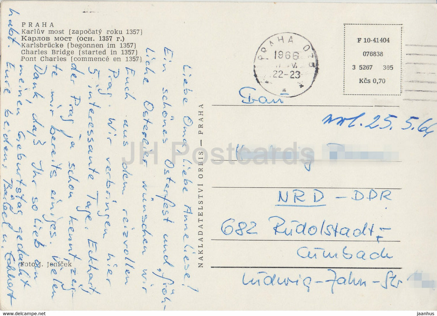 Praha - Prague - Karluv Most - Charles Bridge - 1966 - Czechoslovakia - Czech Republic - used