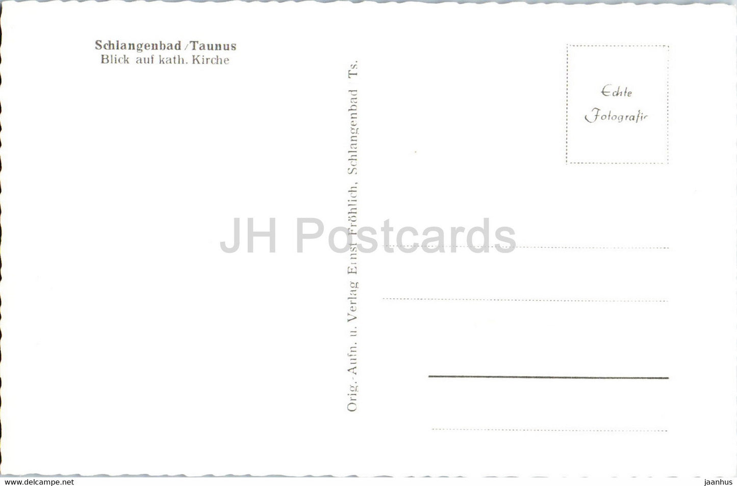 Schlangenbad Taunus - Blick auf Kath Kirche - church - old postcard - Germany - unused