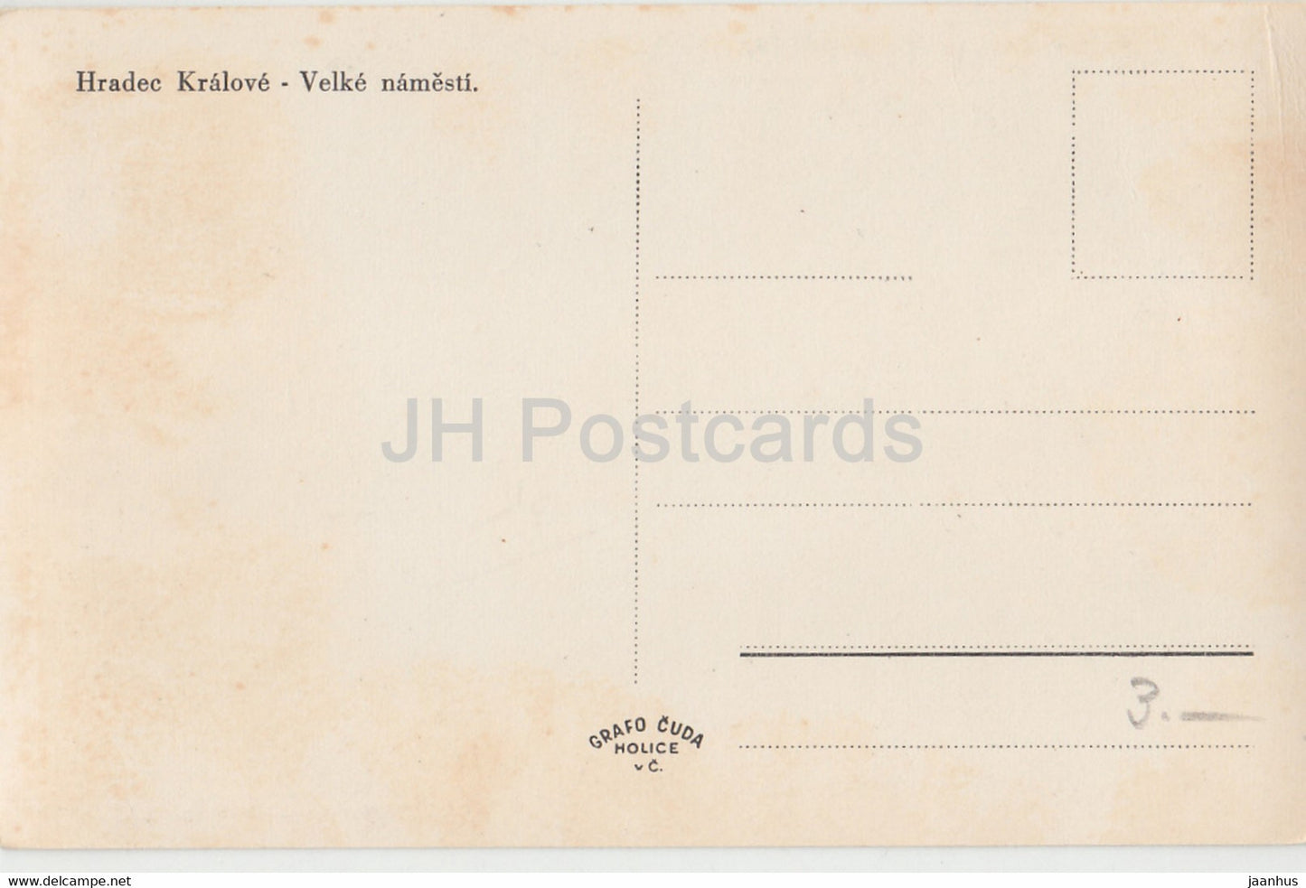 Hradec Kralove - Velke Namesti - square - Grafo Cuda - old postcard - Czech Republic - unused