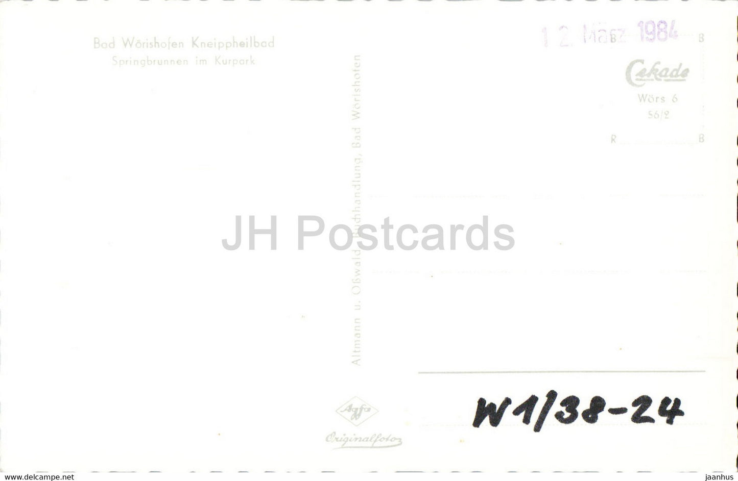 Bad Wörishofen - Kneippheilbad - Springbrunnen im Kurpark - alte Postkarte - Deutschland - unbenutzt