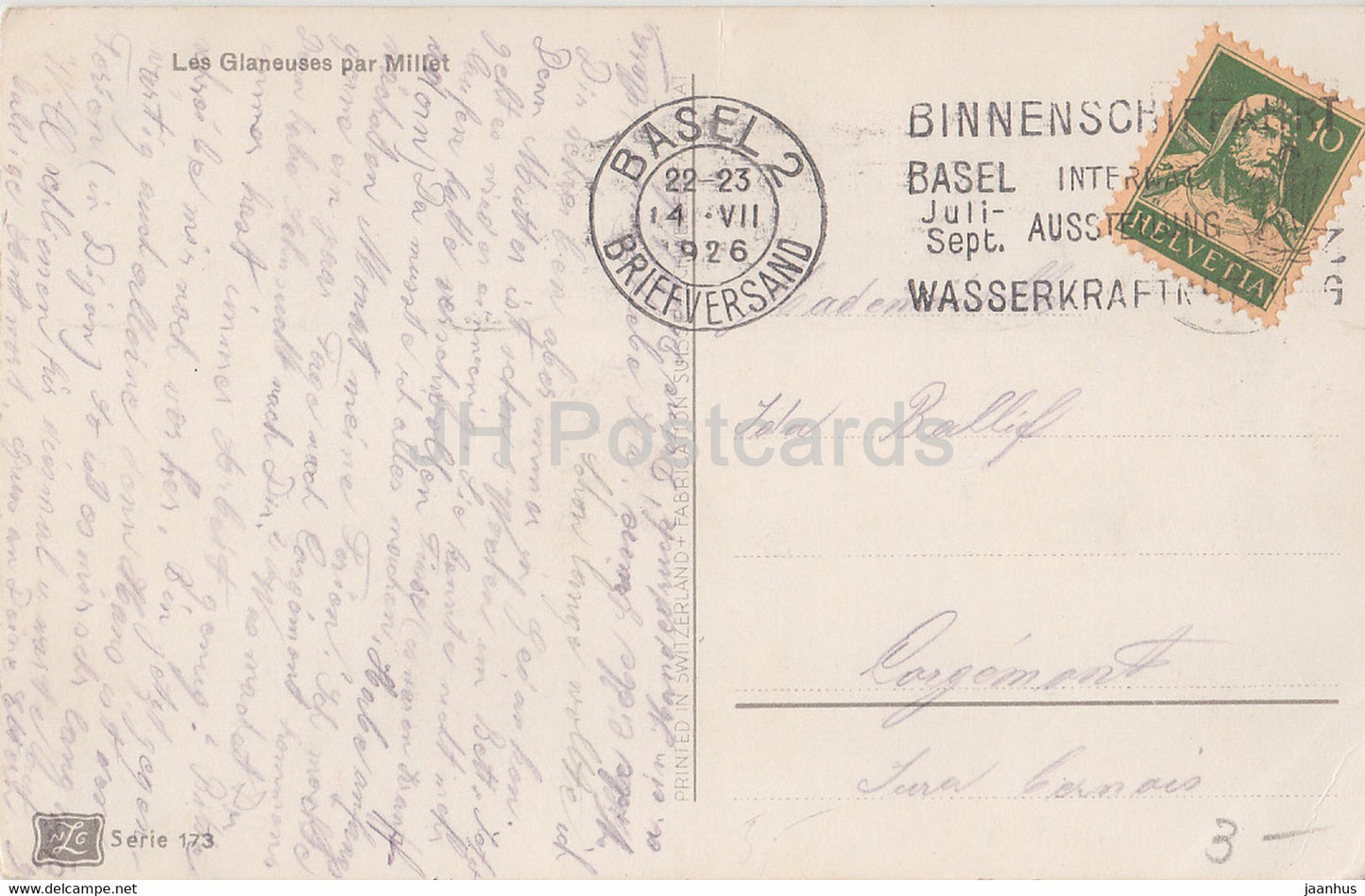 tableau de Jean-François Millet - La Glaneuses - Les Glaneuses - Art français - carte postale ancienne - 1926 - occasion