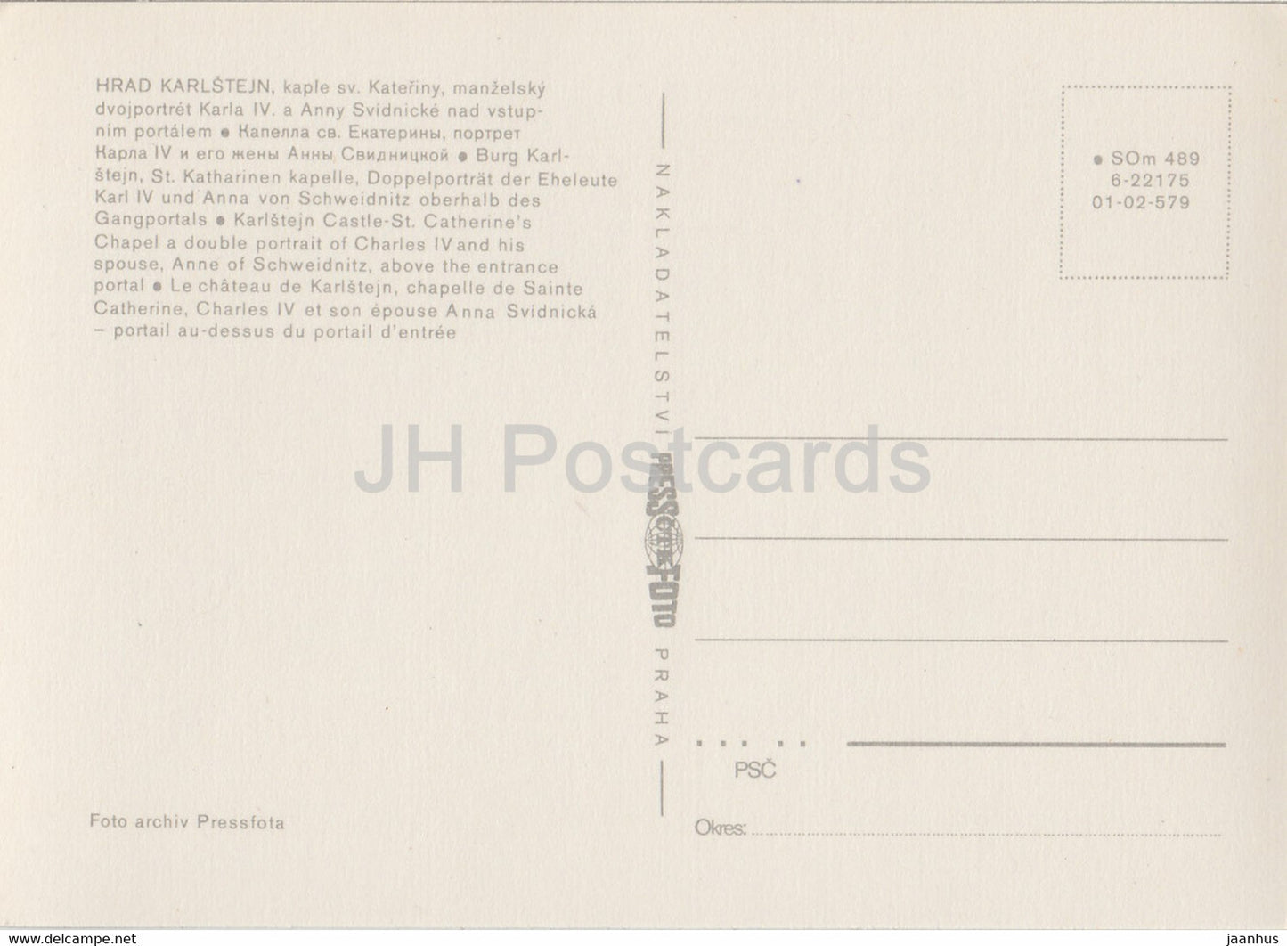 Burg Karlštejn – Katharinenkapelle, Doppelporträt von Karl IV. und seiner Gemahlin – Tschechoslowakei – unbenutzt