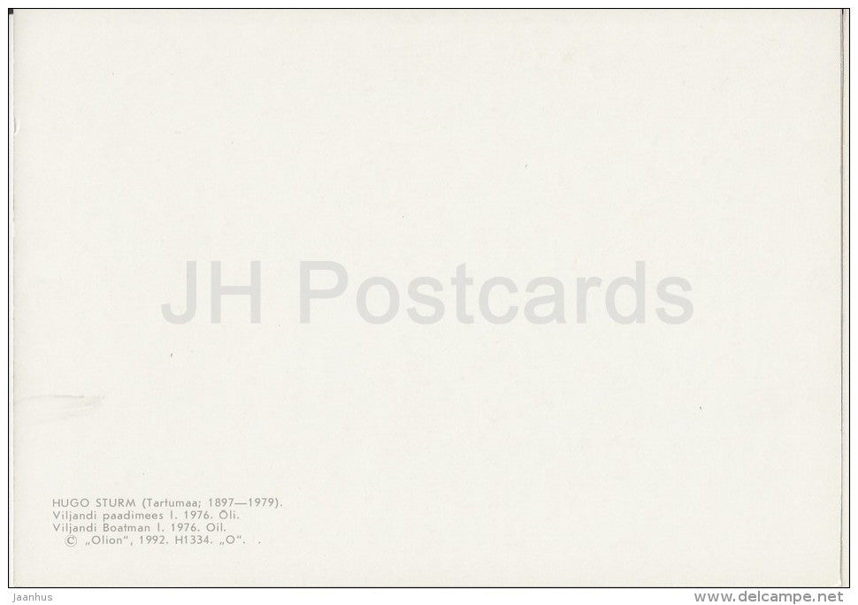 painting by H. Sturm - Viljandi Boatman , 1976 - Estonian art - 1992 - Estonia - unused - JH Postcards
