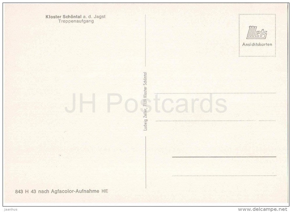 Kloster Schöntal a. d. Jagst , Treppenaufgang - abbey - 843 H 43 - Germany - nicht gelaufen - JH Postcards