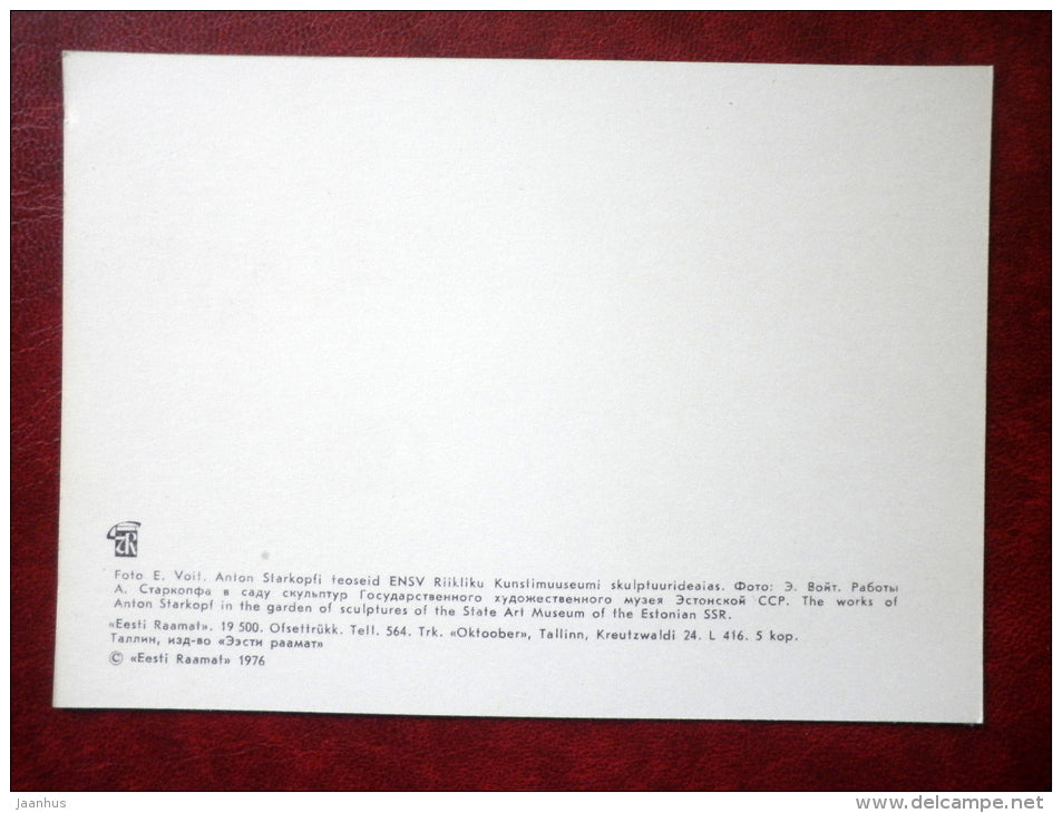 Sculptor Anton Starkopf works in Kadriorg - Kadriorg - Tallinn - 1976 - Estonia USSR - unused - JH Postcards