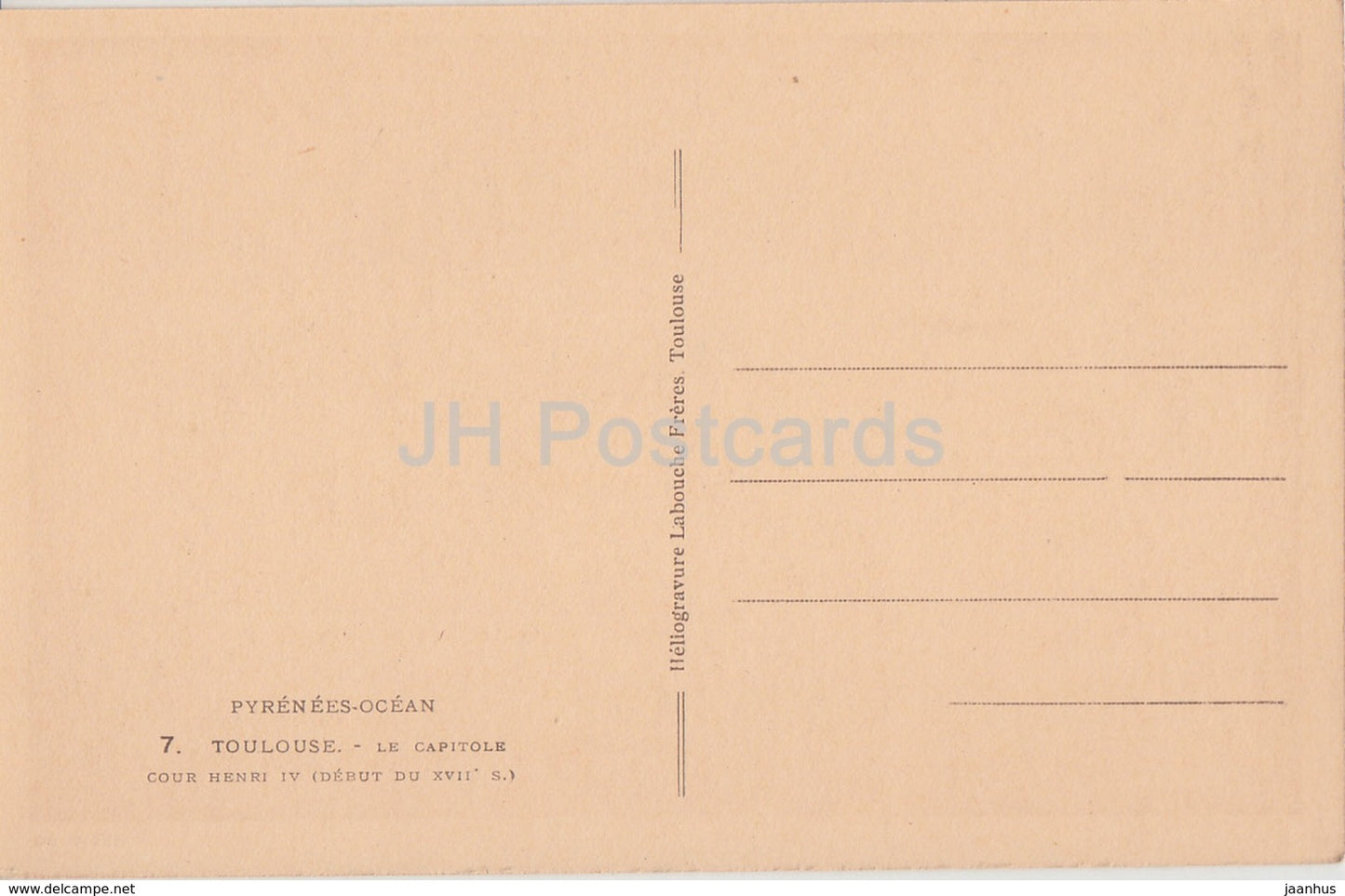 Toulouse - Le Capitole Cour Henri IV - Pyrenees Ocean - 7 - old postcard - France - unused