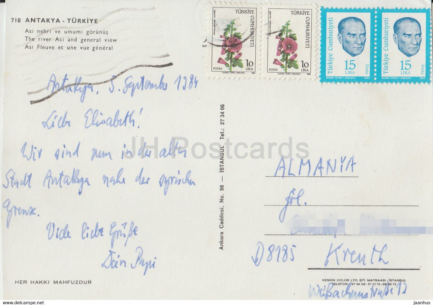 Antakya - The river Asi and general view - 1984 - Turkey - used