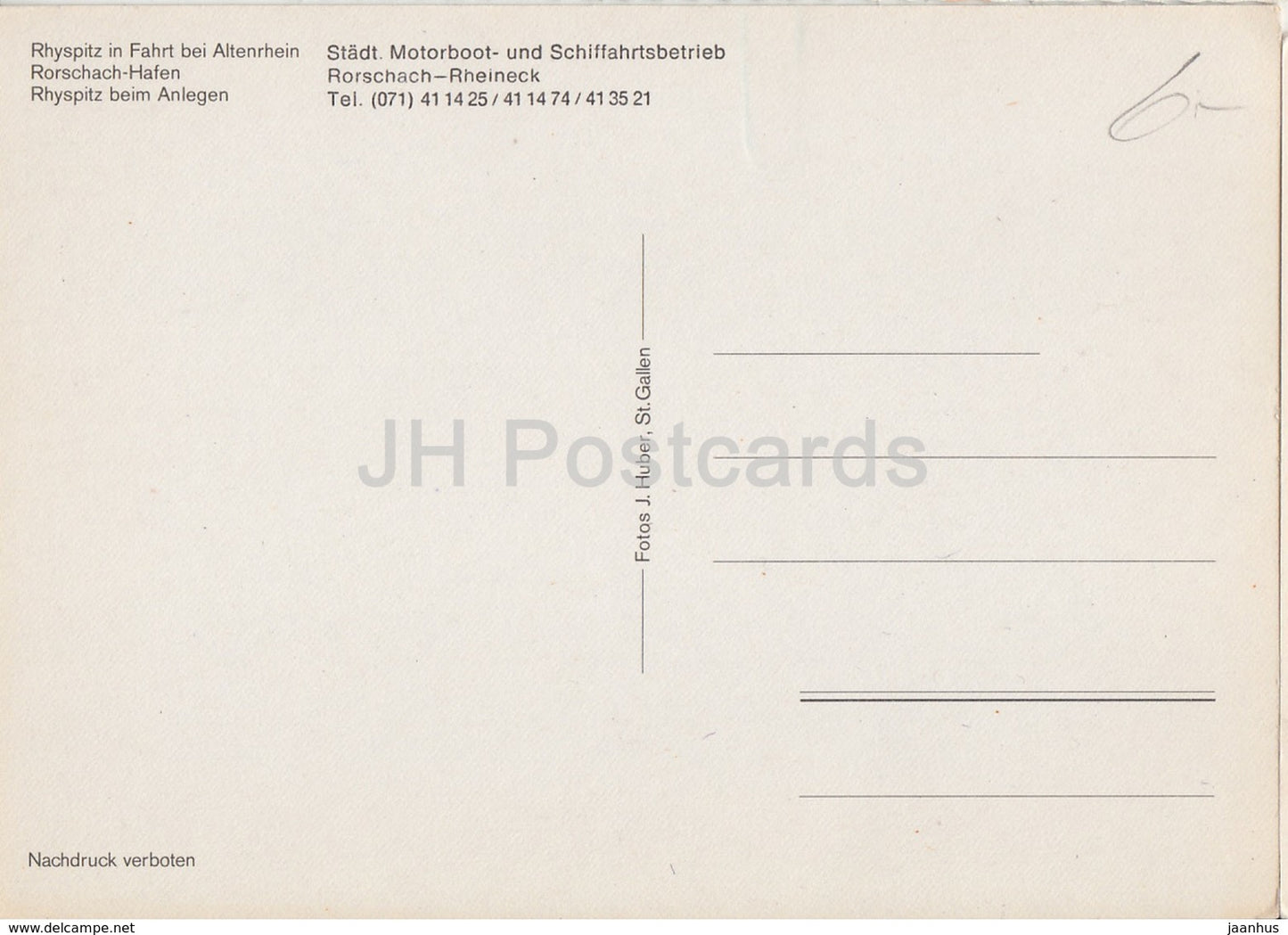 Rhyspitz à Fahrt bei Altenrhein - Rorschach Hafen - Rhyspitz bein Anlegen - bateau à passagers - Suisse - inutilisé