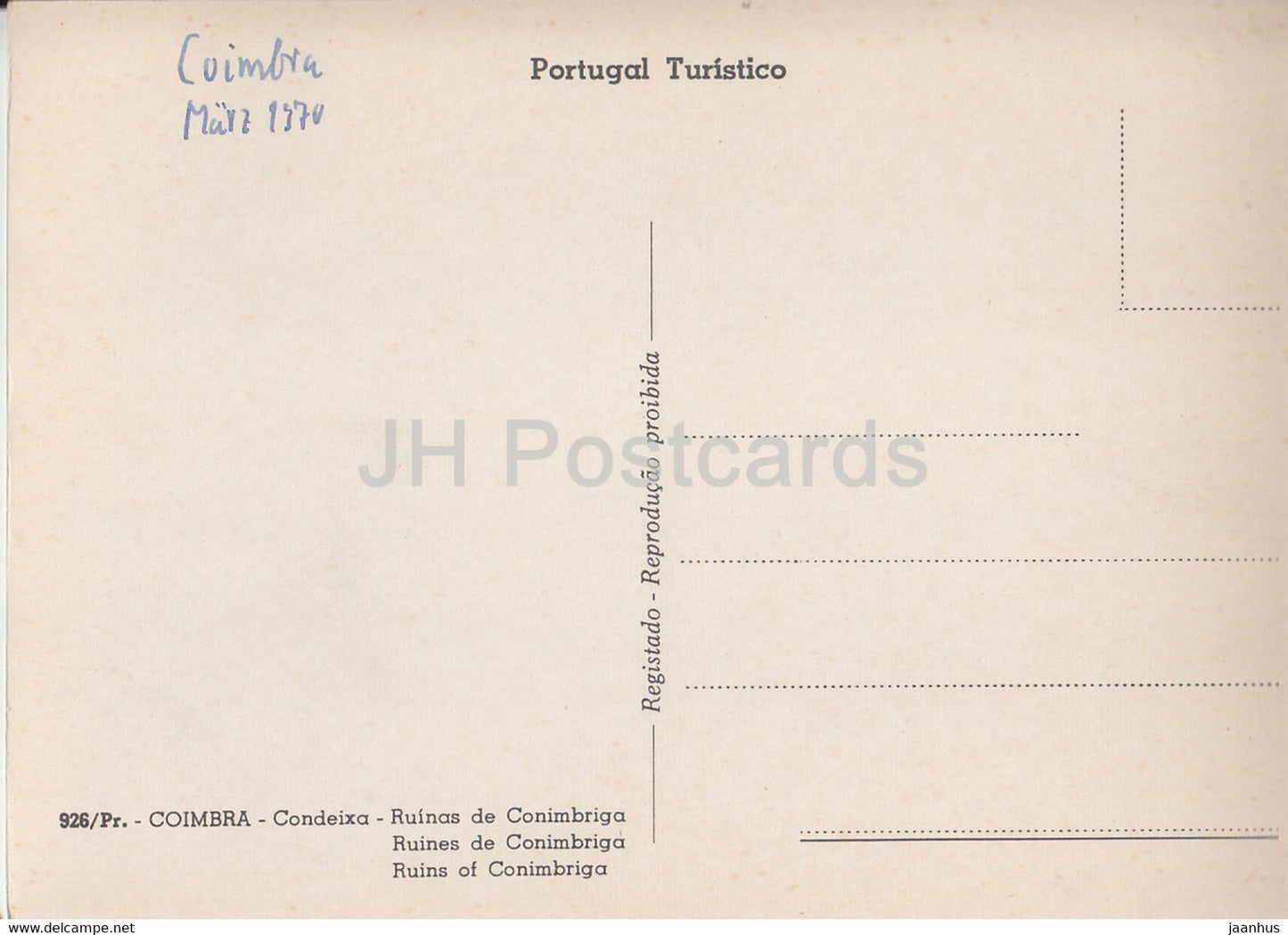 Coimbra - Condeixa - Ruinas de Conimbriga - ruins - ancient world - 1970 - Portugal - used