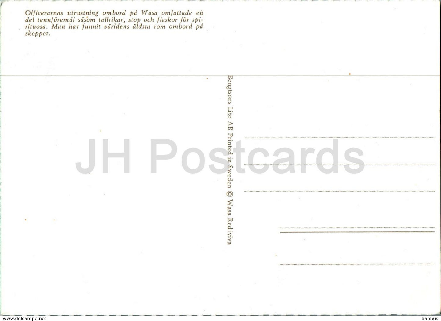 the officers' equipment on board the Wasa - museum - Sweden - unused