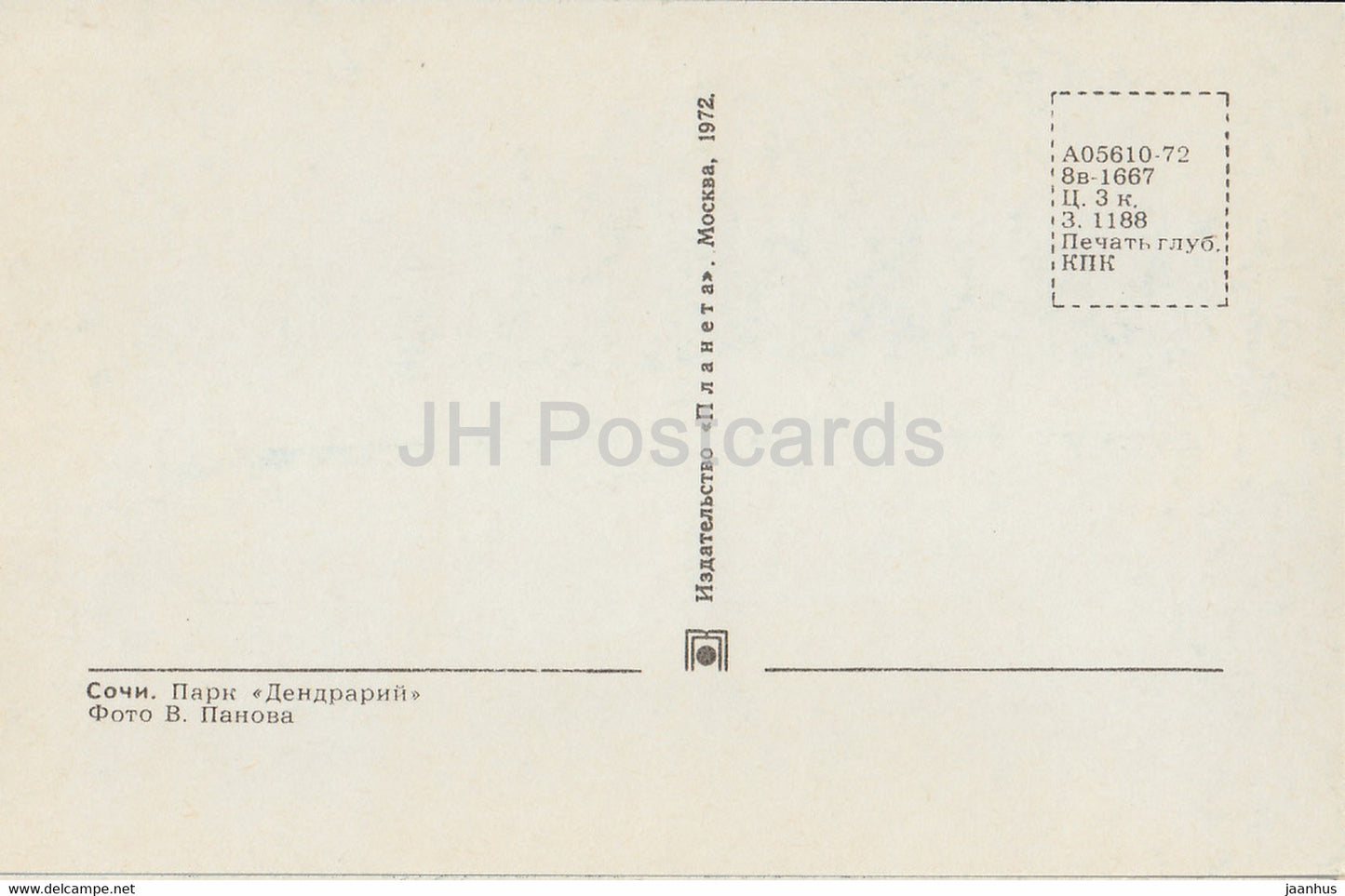 Sochi - Park Dendrarium - 1972 - Russia USSR - unused