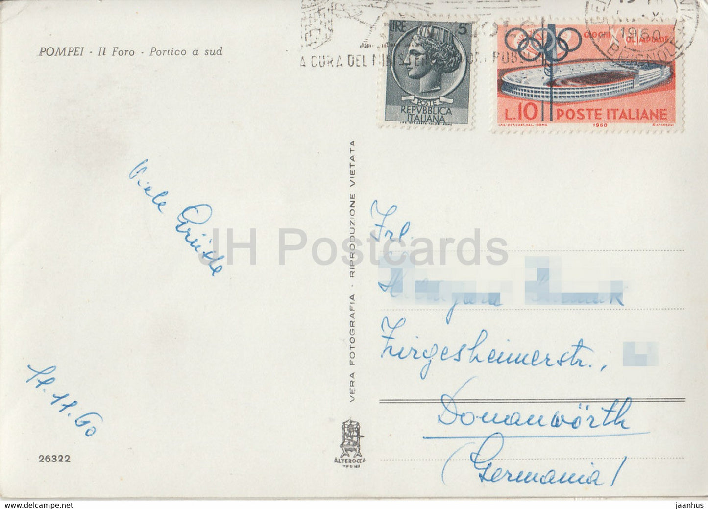 Pompei - Pompeii - Il Foro - Portico a Sud - forum - ancient - 1960 - Italy - used