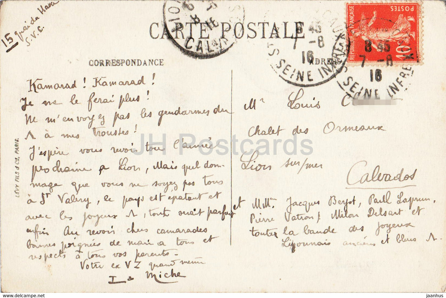 Saint Valery En Caux - Vue Generale - 44 - alte Postkarte - 1916 - Frankreich - gebraucht