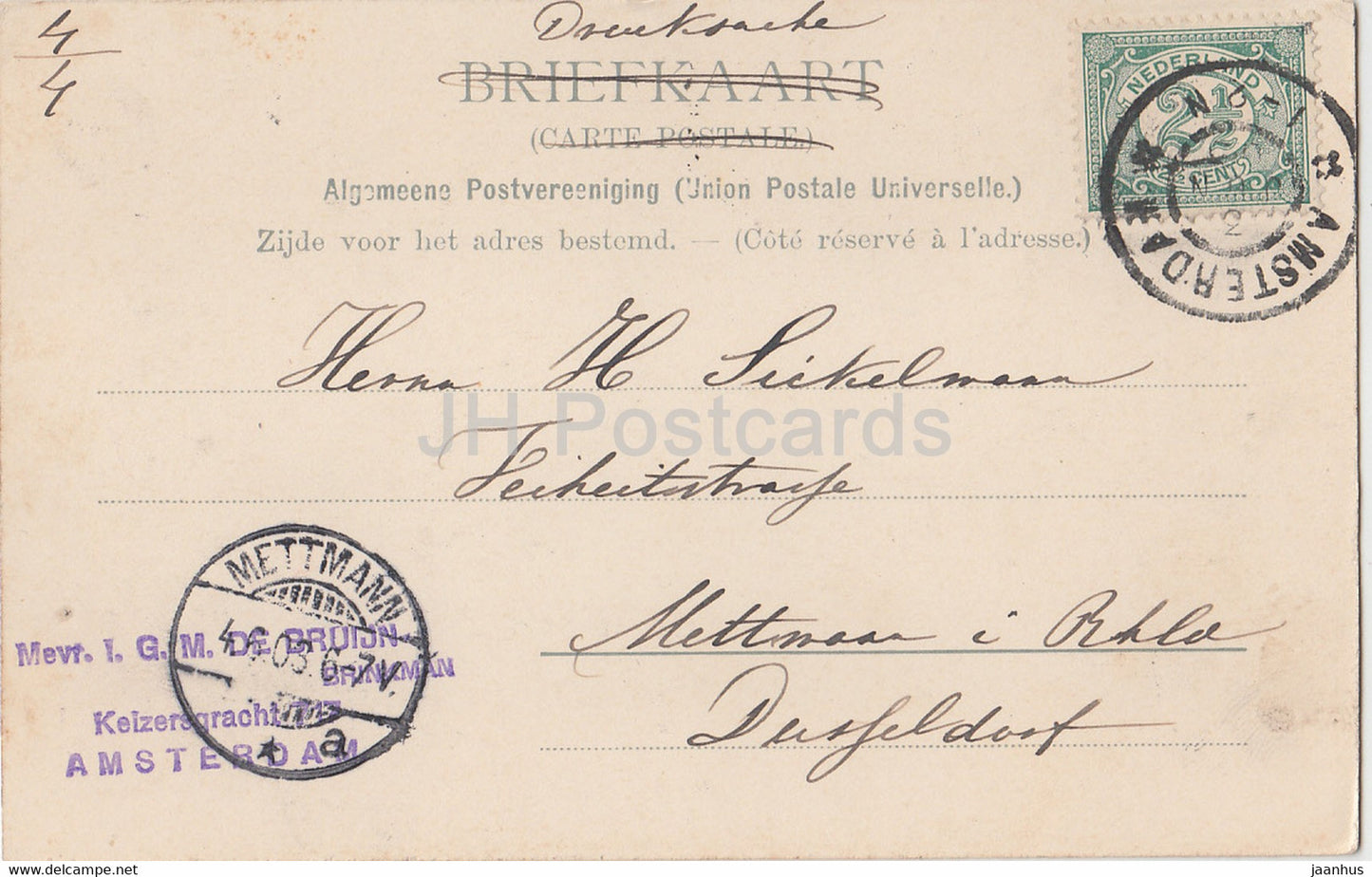 Panorama Amsterdam - Hoogstraat - Oost Indisch huis - old postcard - 1903 - Netherlands - used