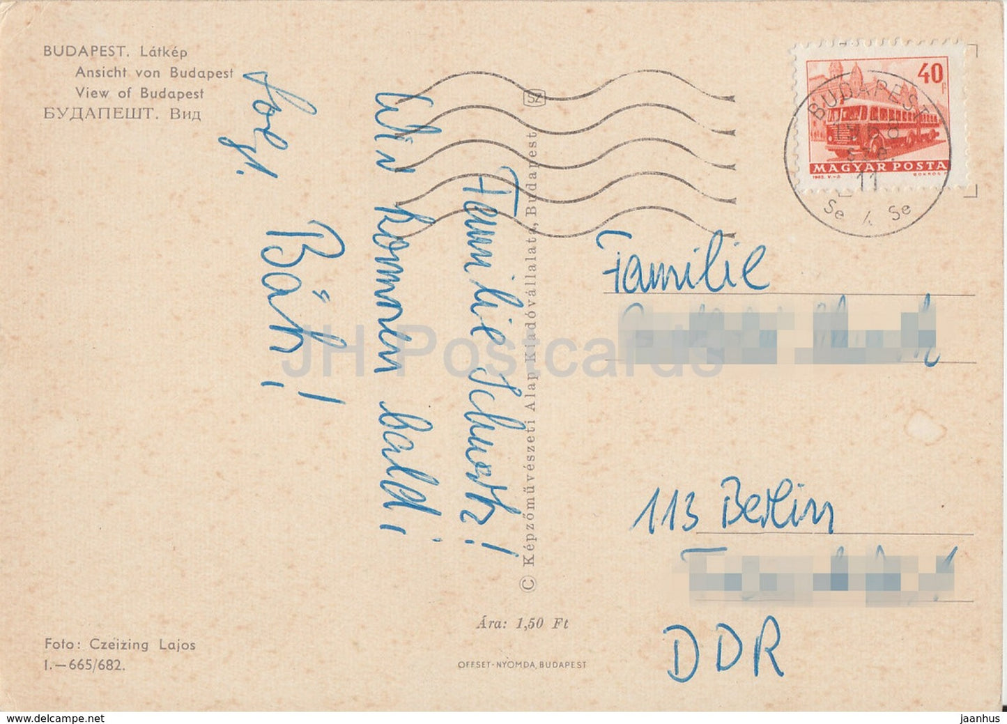 Vue de Budapest - Colline du Château - 1968 - Hongrie - occasion