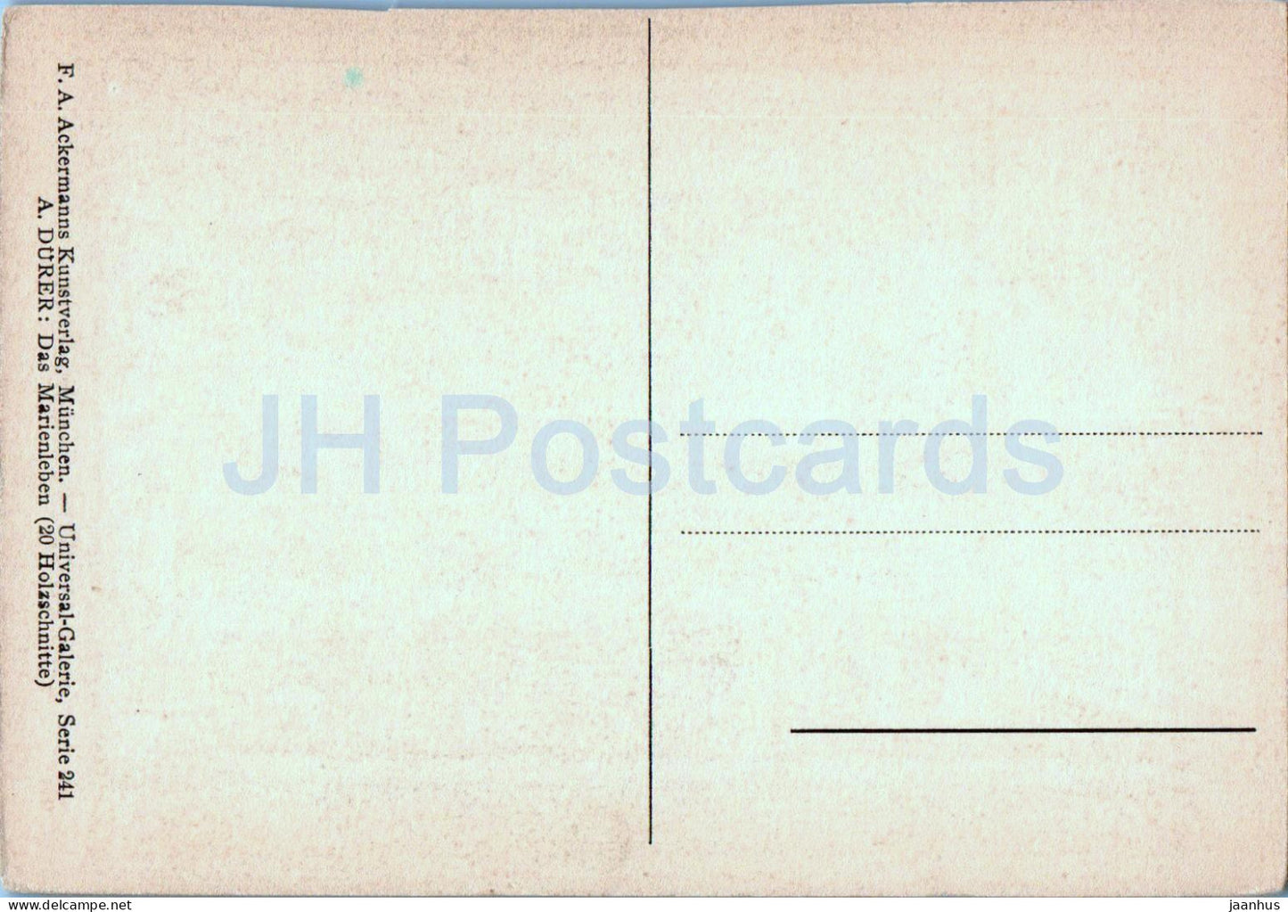 Engraving by Albrecht Dürer - Verherung Mariae - 2496 - German art - old postcard - Germany - unused